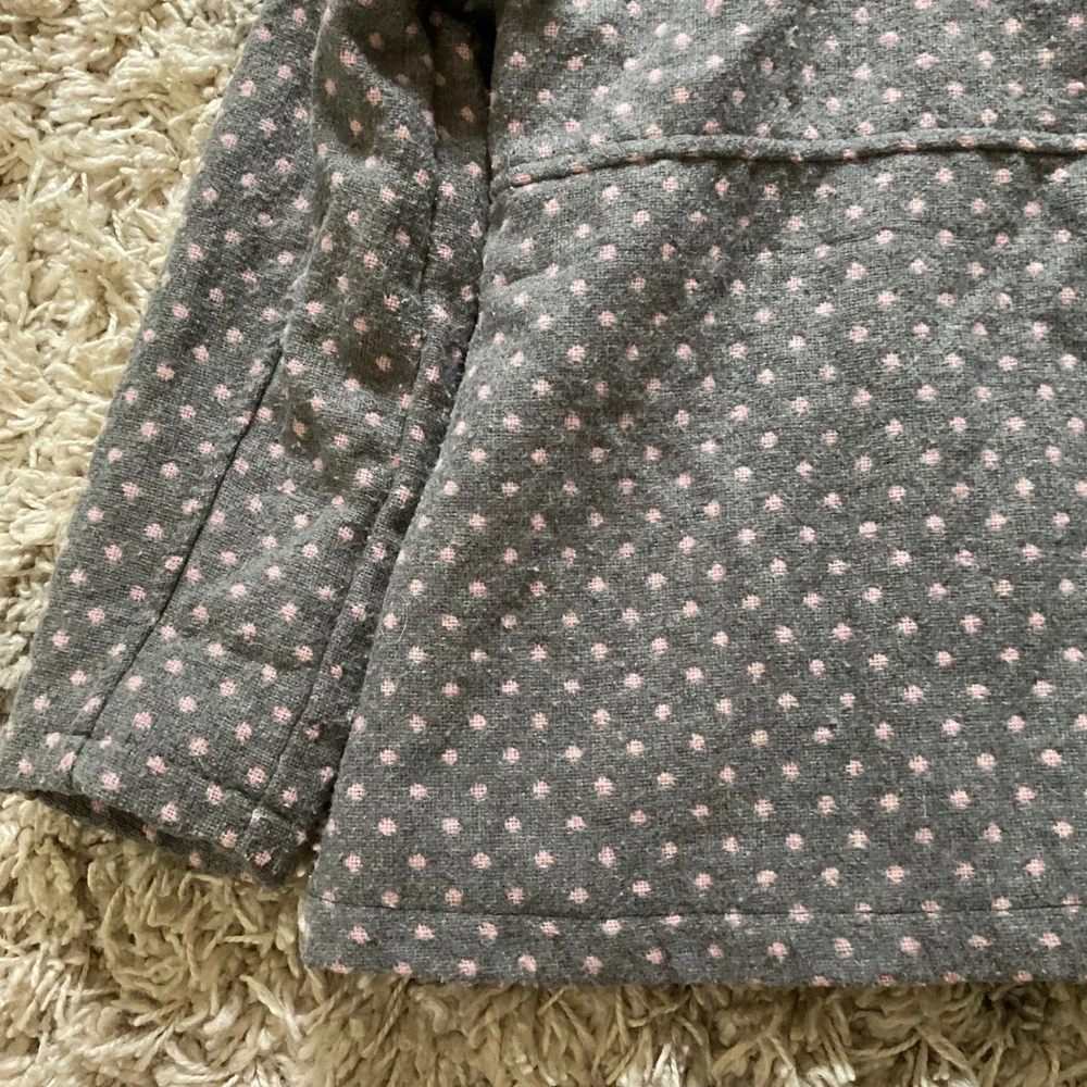 Pink Platinum Girls Grey Pink Polka Dot Hooded Peacoat Jacket Size 5/6